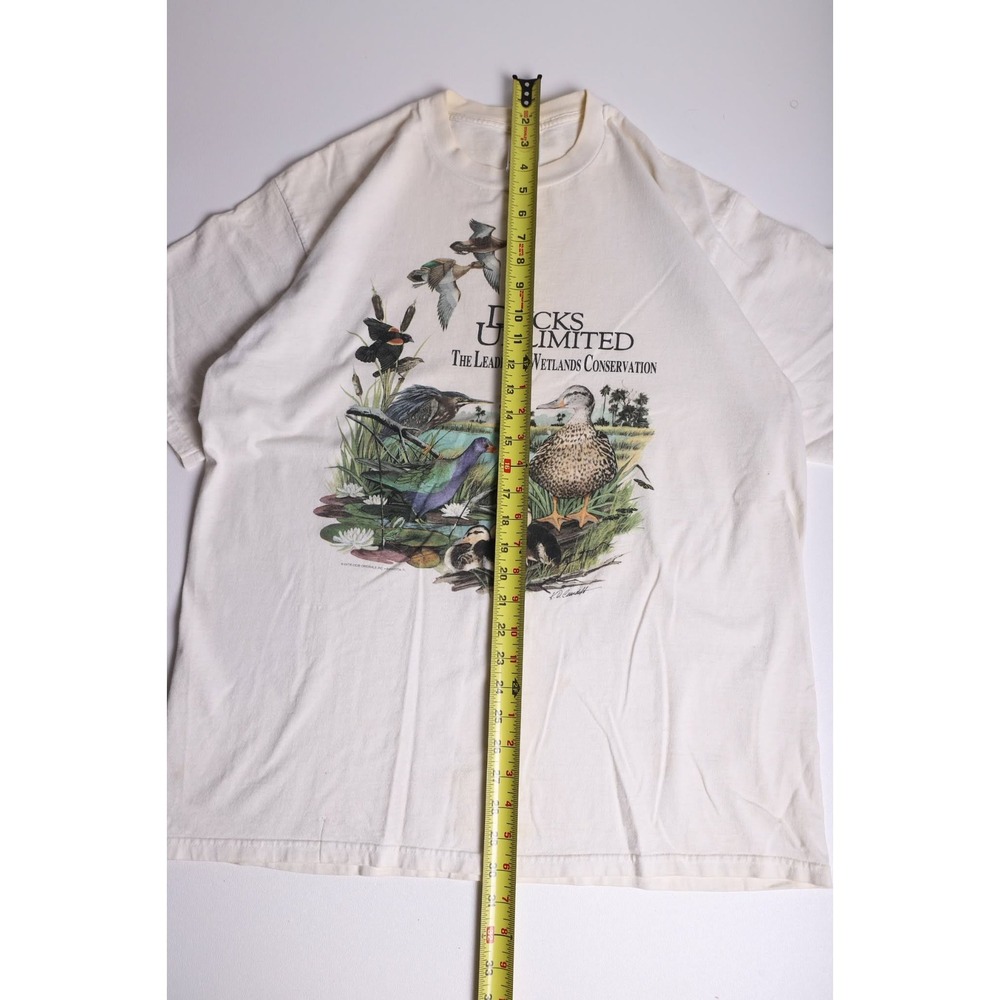 Vintage Ducks Unlimited Jerzees T-Shirt XL Cream Nature Graphic Tee K.D. Cundiff - Picture 6 of 7